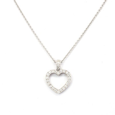Lot 123 - A white gold diamond and pink sapphire pendant and chain
