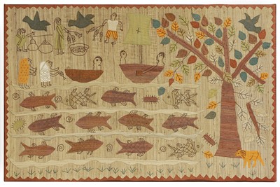 Lot 379 - A large appliquéd khatwa wall hanging