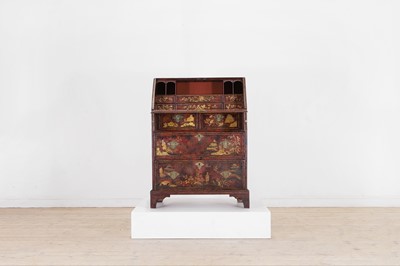 Lot 165 - A George II red and gilt-japanned bureau