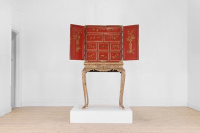 Lot 486 - An export red and gilt-lacquered cabinet