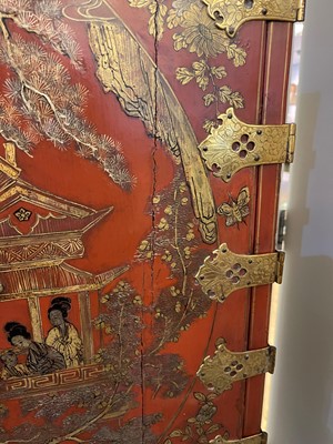 Lot 486 - An export red and gilt-lacquered cabinet