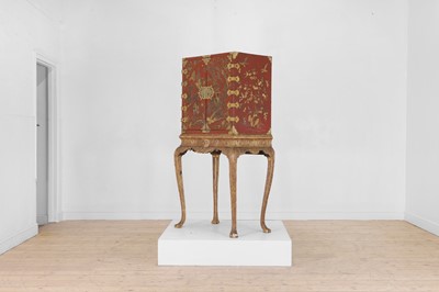 Lot 486 - An export red and gilt-lacquered cabinet