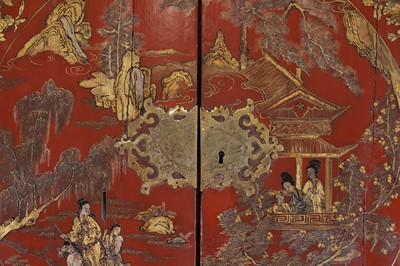 Lot 486 - An export red and gilt-lacquered cabinet