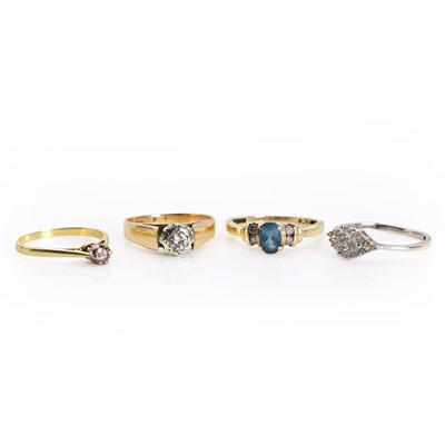 Lot 250 - A group of four 9ct gold rings