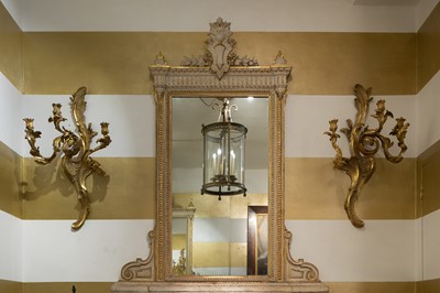 Lot 390 - A set of four large Louis XV-style ormolu rococo wall lights