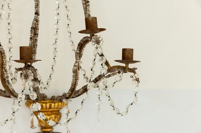 Lot 392 - A pair of giltwood five-branch wall lights