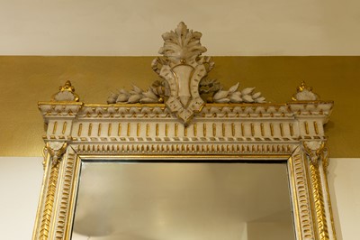 Lot 389 - A pair of neoclassical, painted and parcel-gilt, wooden pier tables