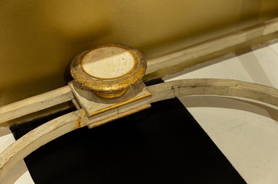 Lot 389 - A pair of neoclassical, painted and parcel-gilt, wooden pier tables