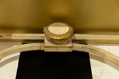 Lot 389 - A pair of neoclassical, painted and parcel-gilt, wooden pier tables
