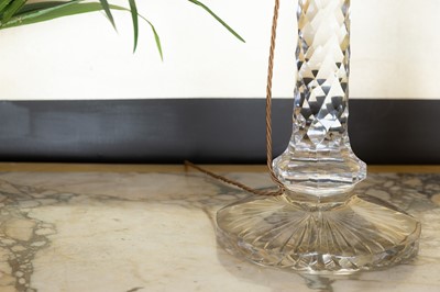 Lot 19 - A pair of clear glass column table lamps