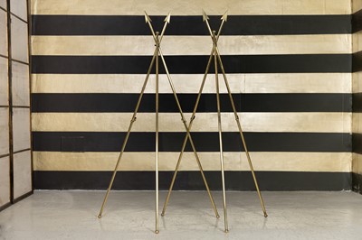 Lot 397 - A pair of brass tripod easels