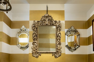 Lot 413 - A silvered carved wood mirror