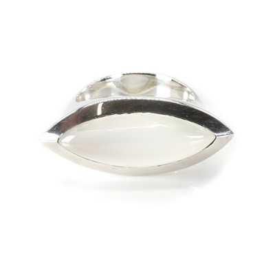 Lot 229 - A silver and moonstone boat shaped ring
