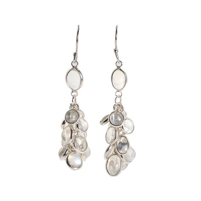 Lot 230 - A pair of moonstone drop earrings