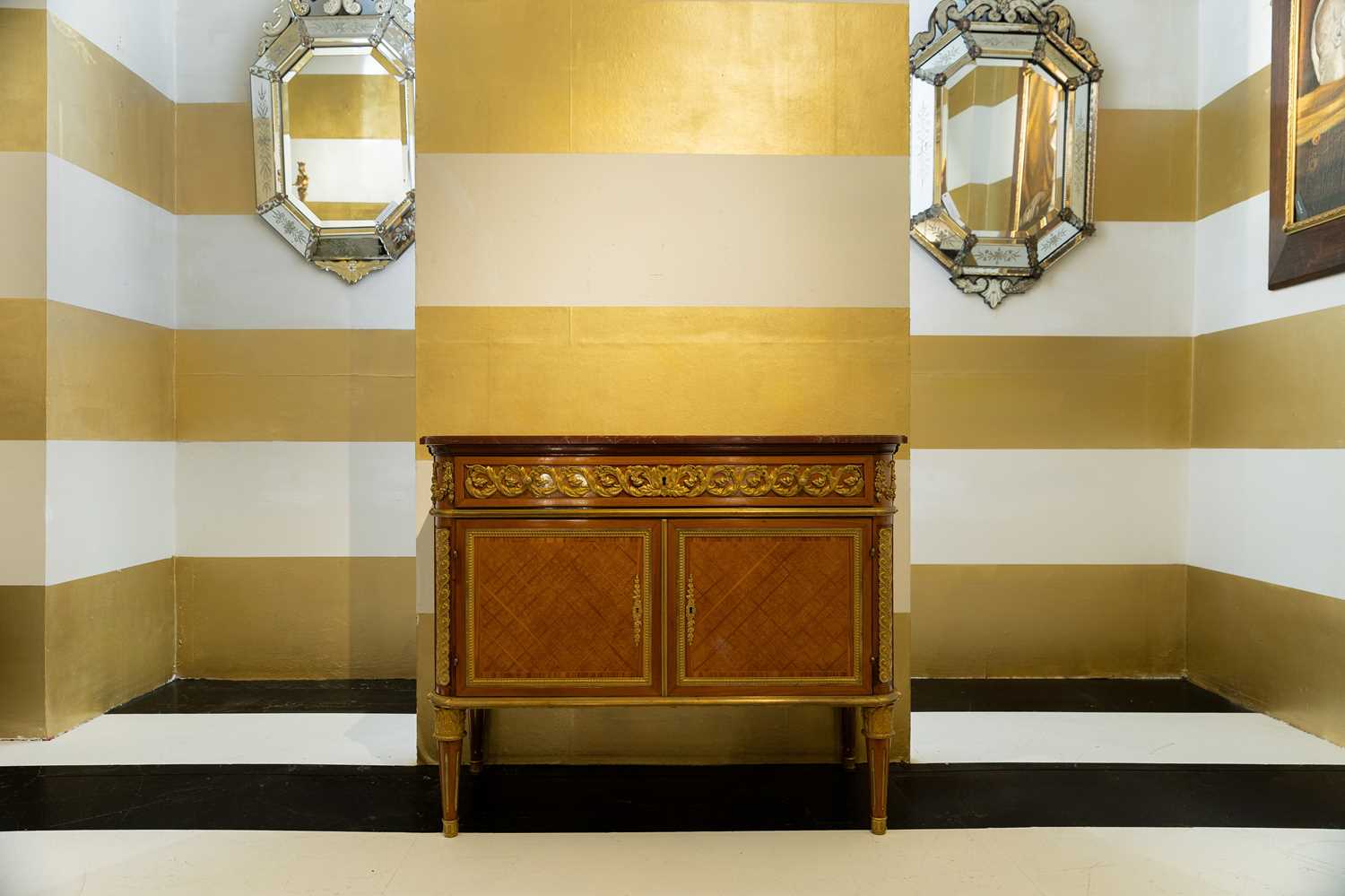 Lot 337 - A Napoleon III parquetry commode