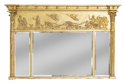 Lot 429 - A Regency-style giltwood and gesso overmantel mirror