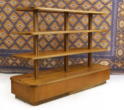Lot 590 - An English bleached oak and chrome adjustable stand