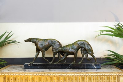 Lot 357 - An Art Deco bronze of borzois
