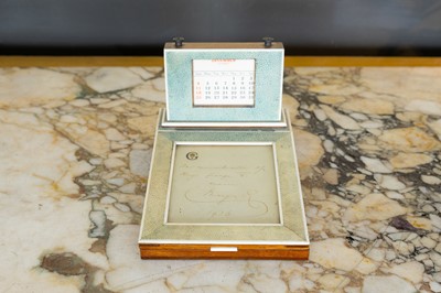 Lot 210 - A shagreen-framed desk calendar and blotter