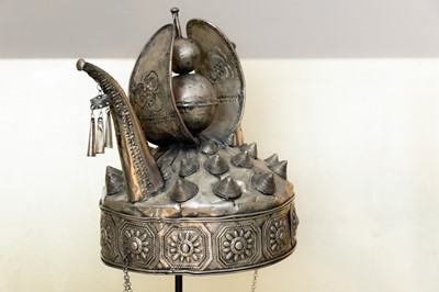 Lot 350 - A silver metal ceremonial headdress
