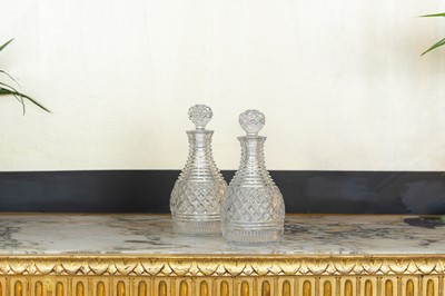 Lot 344 - A pair of Regency cut-glass decanters