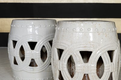 Lot 70 - A pair of crackle-glazed garden seats