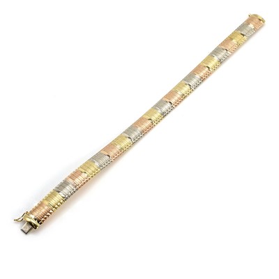 Lot 211 - An 18ct three colour gold bracelet