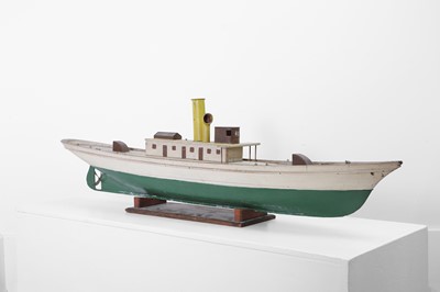 Lot 480 - A scratch-built painted wooden model of a steam ship