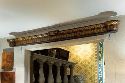 Lot 58 - A black and gilt-lacquer curtain pelmet