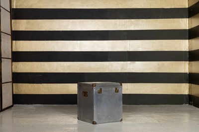 Lot 421 - An aluminium and brass-mounted aviator trunk