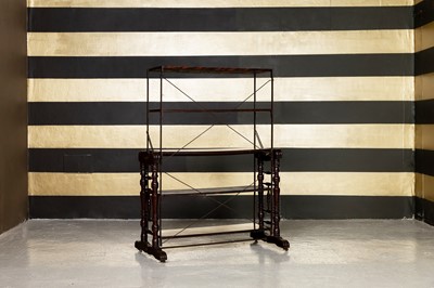 Lot 302 - A set of walnut metamorphic shelves