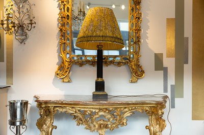 Lot 361 - A patinated and gilt-bronze column table lamp