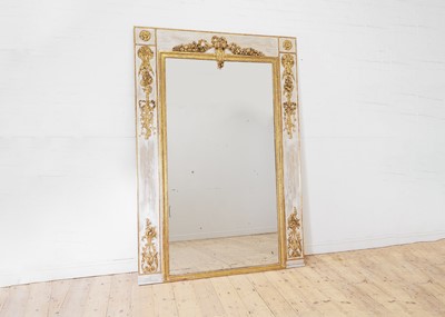 Lot 491 - A large Louis XVI-style painted and parcel-gilt wooden pier mirror
