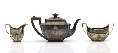 Lot 40 - A composed three piece silver bachelor's tea service