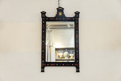 Lot 207 - An ebonised, tortoiseshell and ivory mirror