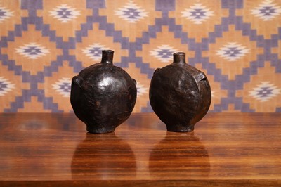 Lot 700 - Two gum lacquer moon flasks