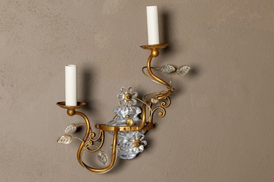 Lot 331 - A gilt-metal and glass wall light