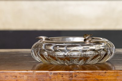 Lot 278 - A cut-crystal and silver-mounted ashtray