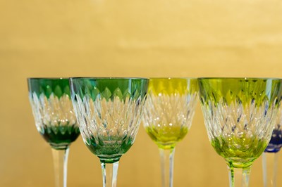 Lot 345 - A set of eight Baccarat cased and cut hock glasses