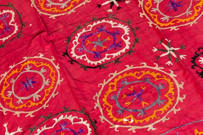 Lot 92 - A silk and cotton suzani