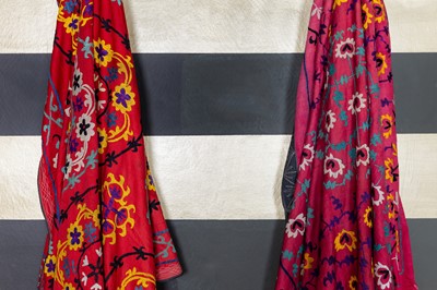 Lot 91 - Two silk embroidered suzanis