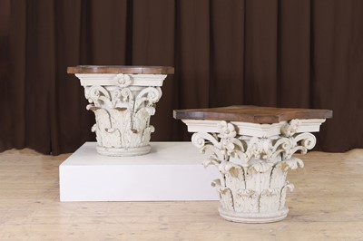 Lot 292 - A pair of neoclassical oak and painted pine occasional tables