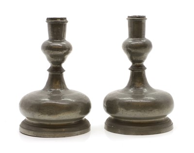 Lot 247A - A pair of pewter candlesticks