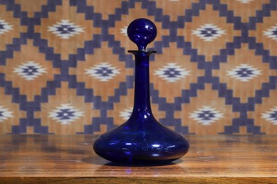 Lot 520 - A blue glass ship's decanter