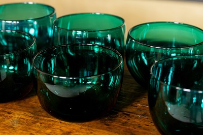 Lot 231 - A set of twelve green glass finger bowls