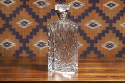 Lot 632 - A fan cut decanter and an art deco cut glass decanter