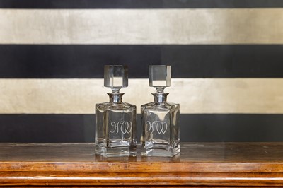 Lot 282 - Two silver-mounted glass decanters