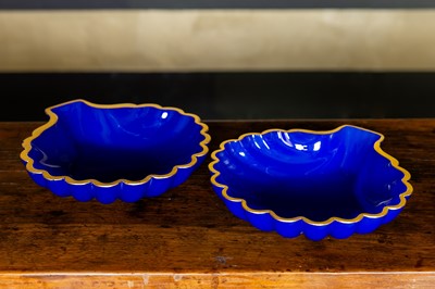 Lot 199 - A set of twelve blue Murano glass shell dishes