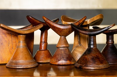 Lot 334 - Seven hardwood headrests