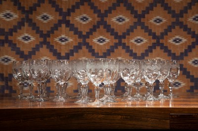 Lot 593 - A set of eighteen wine glasses